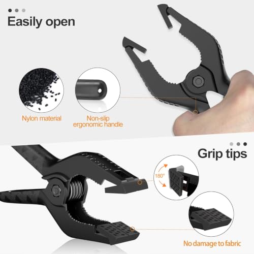 EMART 6 Pack Heavy Duty Spring Clamps 6 inch Plastic Backdrop Clips Black - color: Black, size: 6 inch