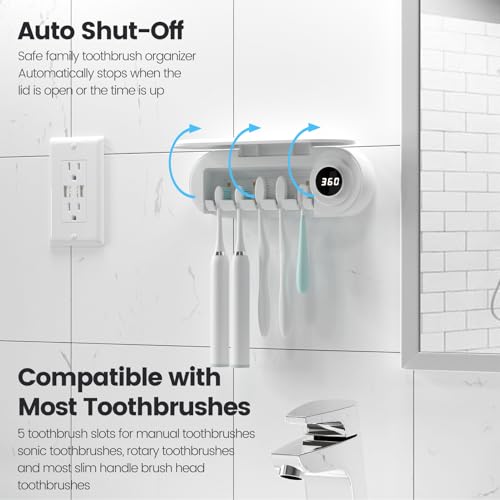 MIMORE Toothbrush Holder Wall Mounted, 5 Slots, 6-Minute Timer