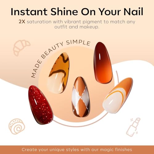 modelones Fall Gel Nail Polish Set 6 Colors, Brown Maple Orange Burgundy - color: A A A0 Feast of Fall
