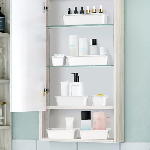 25 PCS Plastic Drawer Organizer Set, Makeup Organizers and Storage Bins - color: White