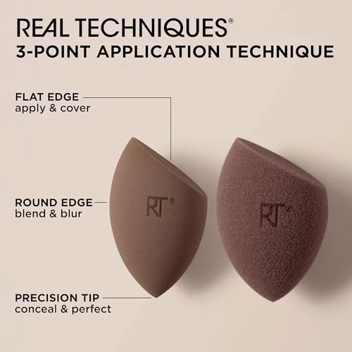 Real Techniques New Nudes Bare Finish Sponge Duo, Makeup Sponges - style: Blending Brush, 1 Count