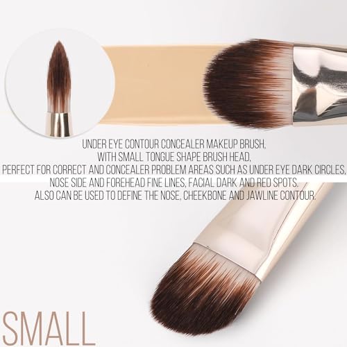 KINGMAS 2Pcs Flat Foundation Brush, Korean Makeup Brush, Tongue-Shape Concealer Contour Brush for Liquid Cream Blending - size: 2Pcs Round Brush
