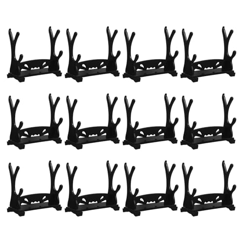 Amosfun 12pcs Mini Sword Display Stands, Miniature Sword Model Holders Writing Brush Storage Racks for Home Decor, 2.75 X 2.36 X 1.10 Inches