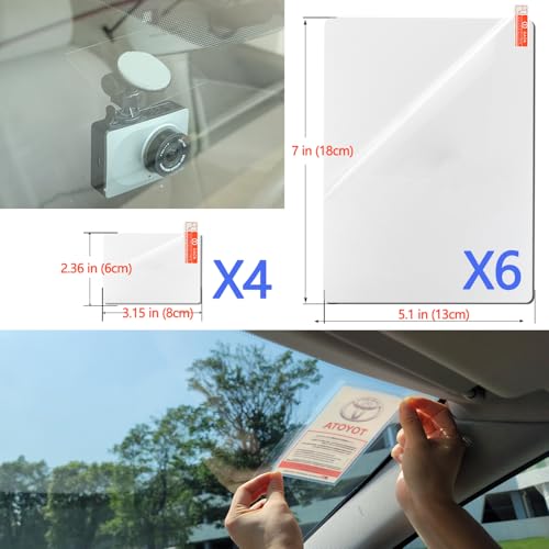 Windshield Sticker Applicator Electrostatic Film for Easy Application, Removal and Re-Application from Car to Car-6 Pack 5"x7",4 Pack2.4" x 3.1" Sheets - size: 1 Pack (10 sheets total)