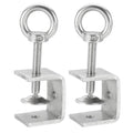 HARFINGTON 2Pcs 304 Stainless Steel C Clamps 35mm w Eye Hook Screw Silver - size: 35mm