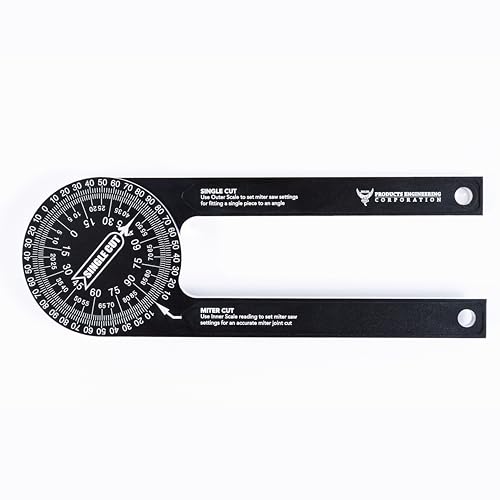 PEC Tools 7.25 Inch Aluminum Miter Saw Protractor With Laser-Engraved Scales - Professional Angle Finder