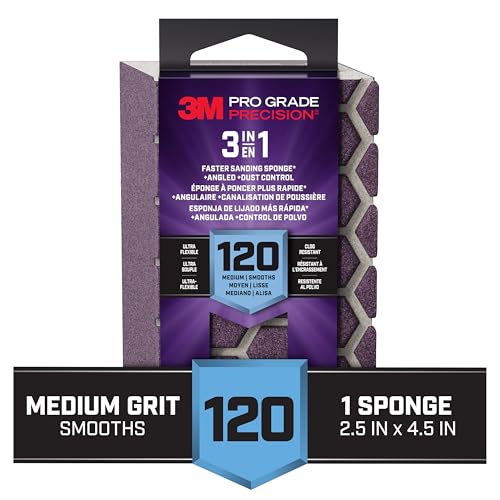 3m Sanding Sponge,Ceramic,Medium DCDA120-PGP-1T - 1 Each - size: 2.5 in x 4.5 in x 1 in - 1 Sponge, style: 120 Grit Medium