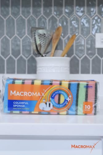 Macromax Colorful Dish Sponges 30 Pack, Non-Scratch Kitchen Sponge Set