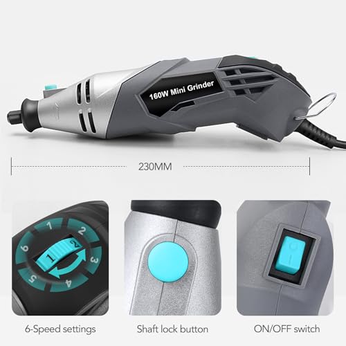 160W Rotary Tool Kit with 195pcs Accessories, Variable Speed, Corded Electric Multifunctional Tool For DIY Crafts, Wood Carving, 3D Printer & Jewelry Making Sanding, Polishing, Drilling