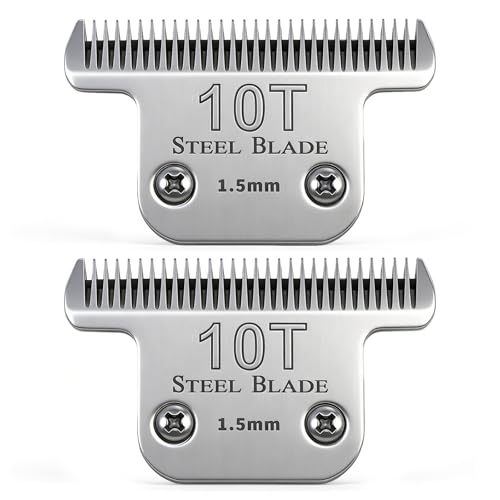10T Clipper Blade 1.5mm Compatible with Oster Classic 76, Silver, 2 Pack - size: Size 10T-2