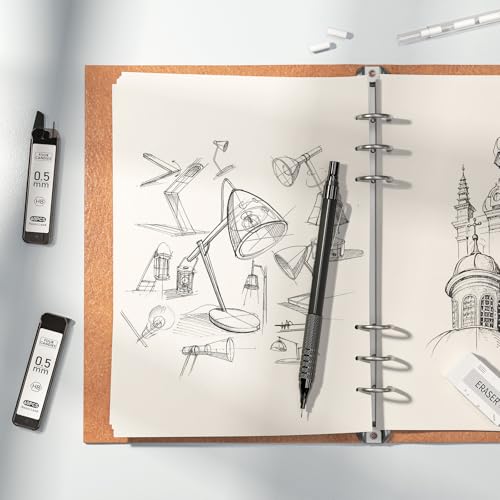 4PCS Metal Mechanical Pencil Set, 0.5mm+0.7mm, Storage Case, Black＆Silver - color: Silver+Black (4PCS)