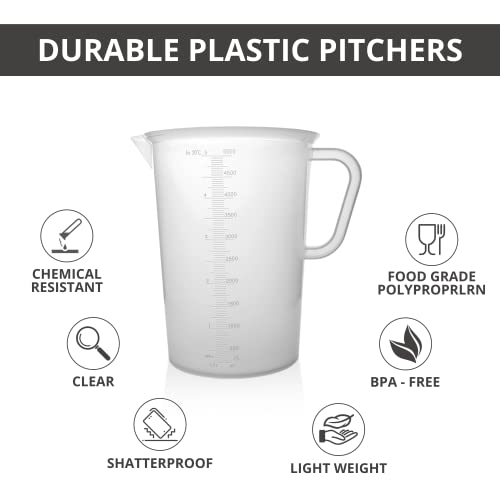 Plastic Graduated Measuring and Mixing Pitcher - 5000ml - size: 5 Liter