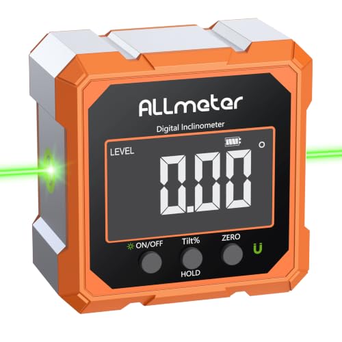 Digital Angle Finder with Laser(Class II,<1mW),Digital Level Box - color: Orange Panel Green Laser