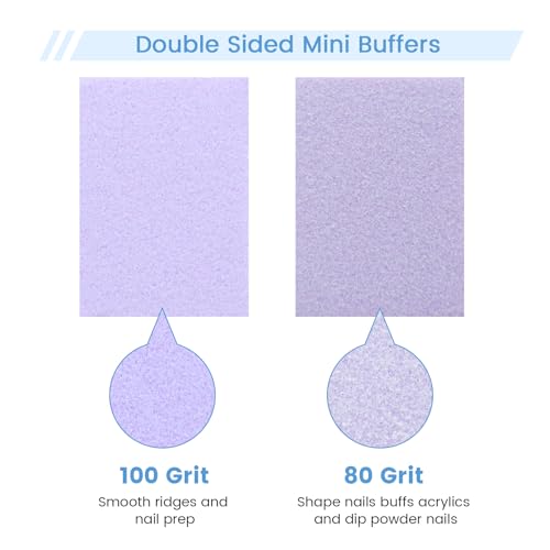 Nail Buffer Block - 100 Pcs Mini Buffers 80/100 Grit 2 Way Purple - color: Purple, size: 100pcs 80/100 Grit