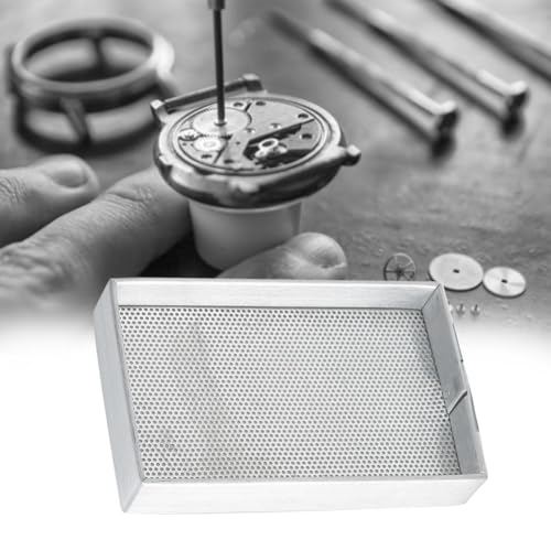 3.2 x 2in Mini Watch Parts Drying Tray, Aluminum Frame Steel Mesh Dryer Plate for Tiny Watch Components Storage, Cleaning and Air Drying