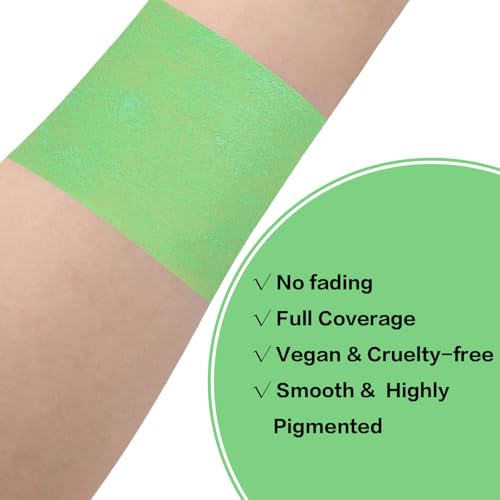 BADCOLOR Light Green Eye Black, Lime Green Face Body Paint for Sports St. Patrick's Day Camouflage Hunting Hulk, Washable Painting Sticks for Halloween Costume SFX Cosplay Witch Grinch Makeup - color: 1PCS Light Green