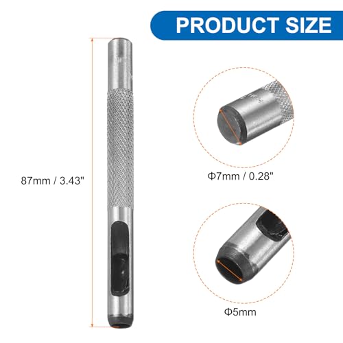 HARFINGTON Leather Round Hole Punch, 5mm Hollow Hole Puncher Cutter Carbon Steel Circle Hole Punching Cutting Tool for Belt/DIY Leather Craft - size: 5mm