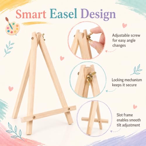 36 Pack 9 Inch Wood Tripod Easel Stand for Painting Canvases