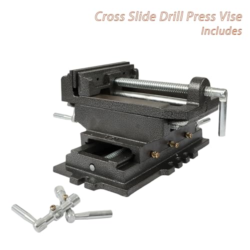 kimllier 6 Inch Cross Slide 2 Way Drill Press Vise, Cast Iron - color: Black, size: 6 Inch