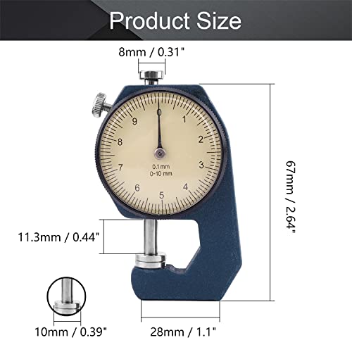 Utoolmart Dial Thickness Gauge, 0-10mm-AL1105 Tester, Aaccuracy 0.1mm, Precision Accuracy Round Dial Indicator Thickness Gauge 1pcs - size: 0-10mm--AL1105