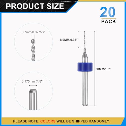 PATIKIL 20 Pack 0.7mm Micro Drill Bits Carbide Tungsten Steel - size: 0.7mm