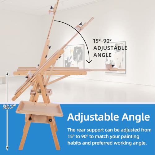 Falling in Art Large Horizontal Wooden Painting Easel, Holds up to 50'' - style: Natural