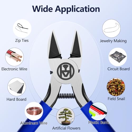 Wire Cutters Precision Flush Cutters Ultra Sharp Wire Cutters for Trimming Metal Wires Zip Ties, Cables, Circuit Boards, Crafting Jewelry Making