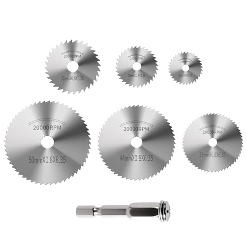 7 Pcs HSS Saw Blades Cutting Wheel Set, 6.35mm Hex Shank Mandrel - style: HSS 6+1 Hex Shank