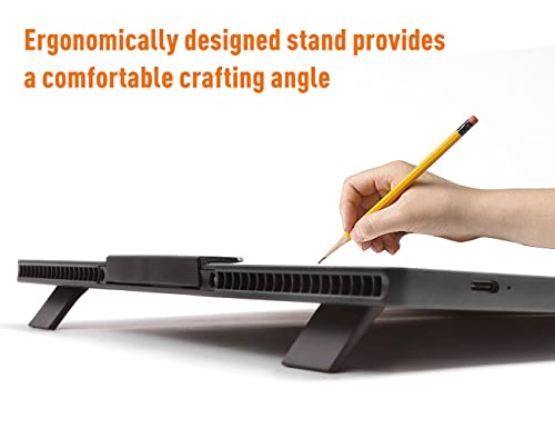 YINGWOND Rechargeable A4 LED Light Pad with Padded Case, Tracing Light Box w/Riser Stands and Paper Clip, 6 Levels of Brightness, Type-c Cable, Wireless Diamond Painting Light Board - style: Rechargeable-A4 Black+Padded case