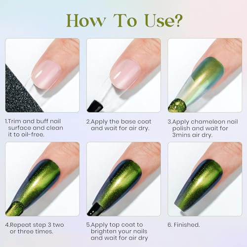MIZHSE Chameleon Nail Polish Quick Dry, Bright Green Nail Polish High Shine - color: Chameleon Bright Green
