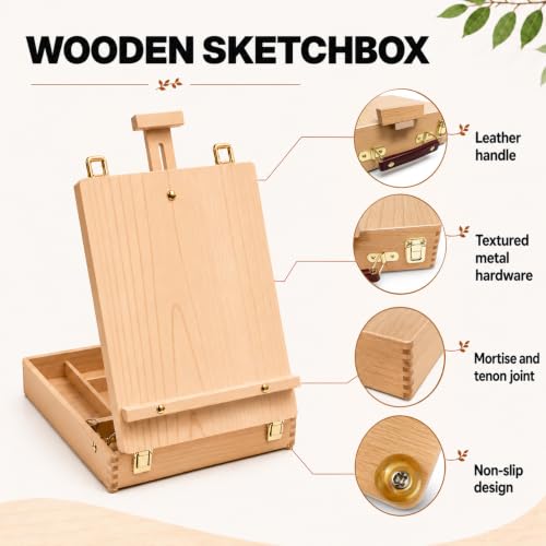 Table Easel Sketchbox Easel with Paint Brushes for Painting - size: Easel+8 Brushes