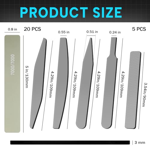 Honoson 25 Pack Hobby Model Polishing Hand Files Tool Set 5 Pcs #10000 Grit Glass Polishing Files and 20 Pcs Sanding Sticks Tool for Metal Wood Model Craft(Low Grits and High Grits,Classic Style) - style: Classic Style