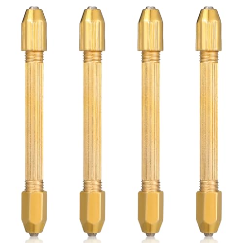 iplusmile Mini Hand Drill Double-Head Pin Vise for Watch Repairing Jewelry Making Model Carving Micro Drilling 4 Pcs Hand Drill Set for Precise Hole Drilling
