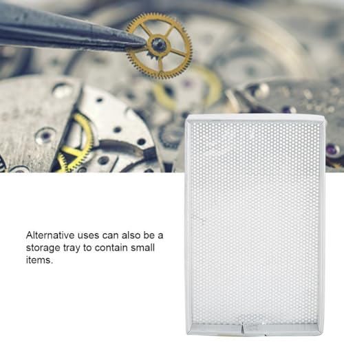 3.2 x 2in Mini Watch Parts Drying Tray, Aluminum Frame Steel Mesh Dryer Plate for Tiny Watch Components Storage, Cleaning and Air Drying