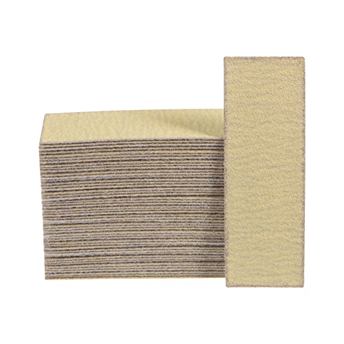HARFINGTON 50pcs Micro Sander Paper 100 Grit 3.5x1.2 Inch Mini Sanding Sheets Strips Hook Loop Sandpapers for Wood Metal Small Projects Tight Spaces Polish Work - size: 100 Grit