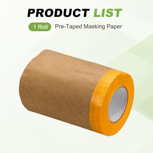HARFINGTON Pre-Taped Masking Paper 6 in x 49 FT Yellow - color: Yellow, size: 6 IN x 49 FT