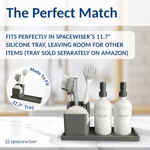 Spacewiser Silicone Sink Caddy – Sponge Dish Brush Holder for Kitchen Sink - color: Modern Gray