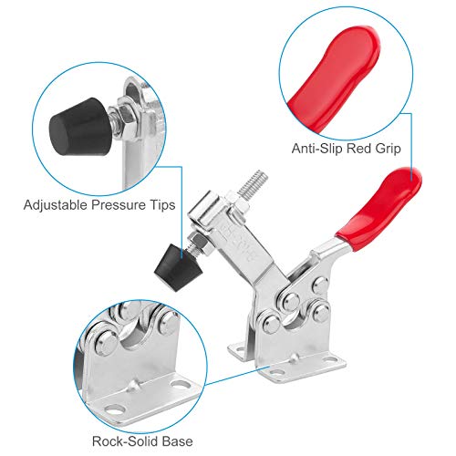 Adjustable Toggle Clamp 12 Pack 201-B Style Quick Release Toggle Latch Hold Down Clamp Antiskid Red Horizontal Clamps 360Lbs Holding Capacity Quick Release Woodworking Tool