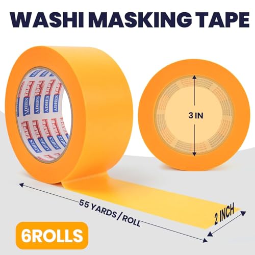 ADHES Orange Washi Masking Tape, 15-21 Day UV Resistant Painters Tape - size: 2in