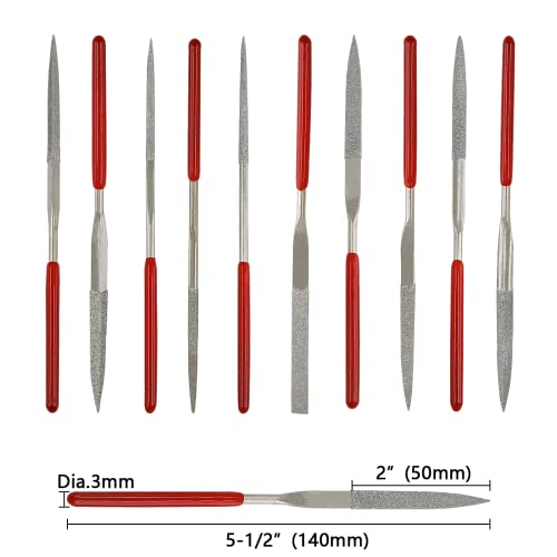 Litoexpe 10 Pieces Mini Needle File Set 3x140mm - size: 3x140mm Needle File