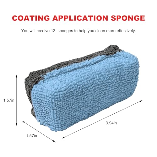 12 PCS Ceramic Coating Applicator Sponge, Microfiber Car Detailing Applicators Sponge Pads, Universal Automotive Sponges Applicator for Wax Sealant Paint Application (Light Blue & Dark Gray) - color: Light Blue & Dark Gray