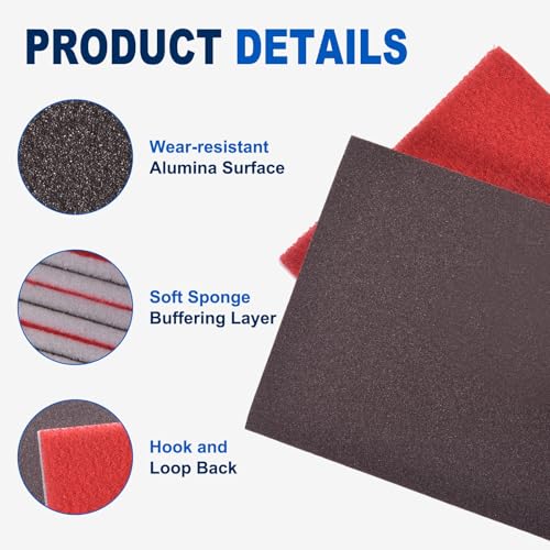 10Pcs 1200-1500Grit Sanding Sponges, 5.5x4.5In Hook & Loop Black - size: 1200-1500 Grit