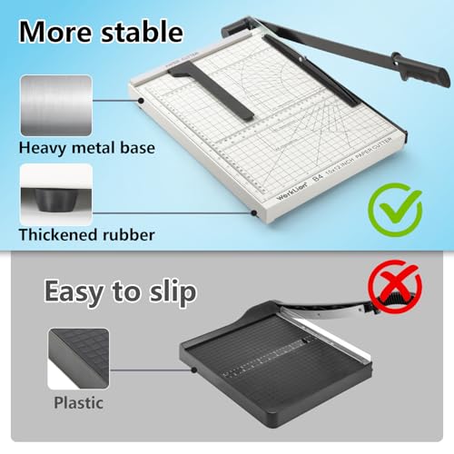 15 inch Guillotine Paper Cutter: Worklion Precision Paper Trimmer with Safety Lock,15 Sheet Capacity, Thickened Metal Based Cutting Board for Crafting Cardstock Photos Laminatedsheets in Class/Office - size: 15 inch