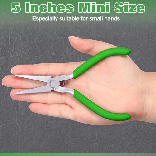 SPEEDWOX 5" Flat Nose Pliers, Mini Duck Bill Pliers for Jewelry Making Bead - style: Mini Curved Nose Pliers Serrated Jaw