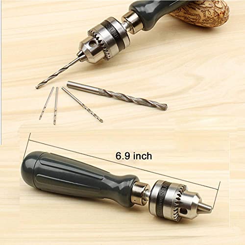 Hand Drill Bits Set 12 in 1 Manual Tool Pin Vises with Chuck Key & 10 pcs Twist Drill Bits for Wood, Jewelry, Delicate Manual Work, Electronic Assembling and Model Making, DIY Drilling