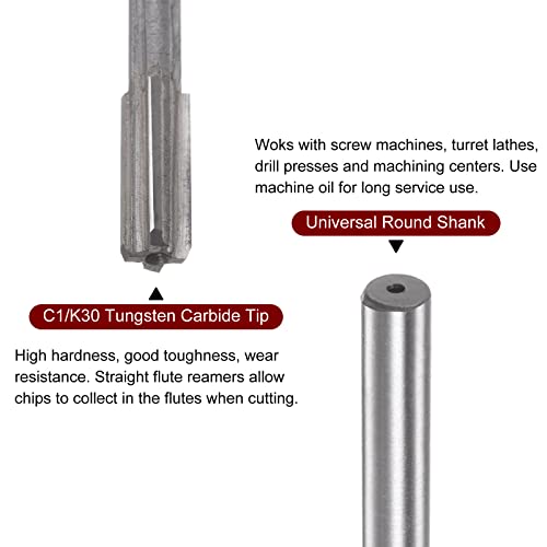 HARFINGTON Chucking Reamer 5.7mm H7 C1/K30 Carbide Tip Precision Straight Flutes Round Shank Lathe Machine Milling Cutter - size: 5.7mm