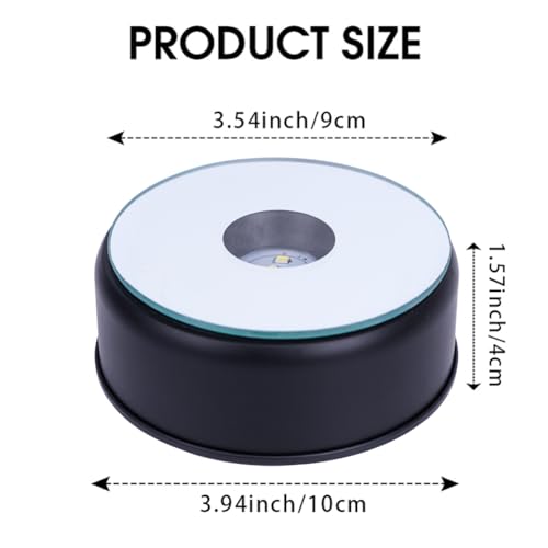 Black 5 LED Display Base for Crystals Glass Art,White Light Rotating Crystal Display Base Stand,Cup Display Stand Turner for Tumbler Cups