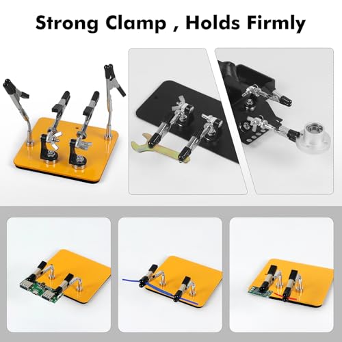 NOEVSBIG Helping Hands Soldering Station with 3.9" x 3.9" Stable Base, 360° Adjustable Soldering Clamp Tool 4 Flexible Magnetic Arms PCB Holder for Soldering Wires, Cables & Connector Repair