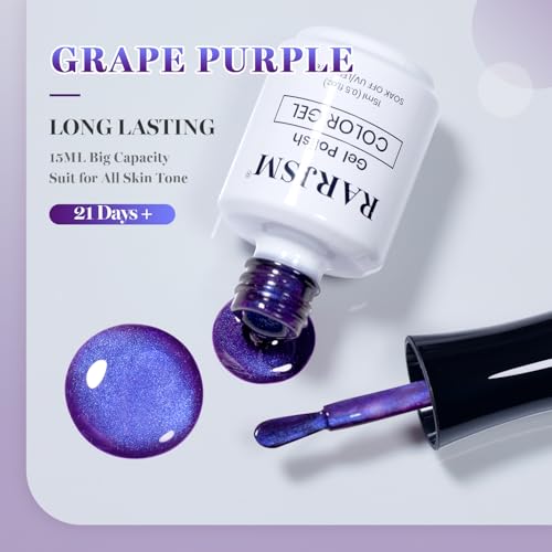 RARJSM Grape Purple Glassy Cat Eye Gel Nail Polish with Magnet Stick - color: Grape Purple