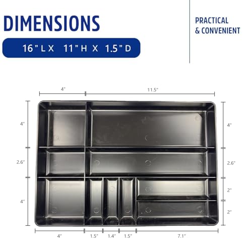 Protoco Tool Box Organization Plastic Tray with 10 Compartment, 16-Inch x 11-Inch x 1.5-Inch, Orange - color: Orange